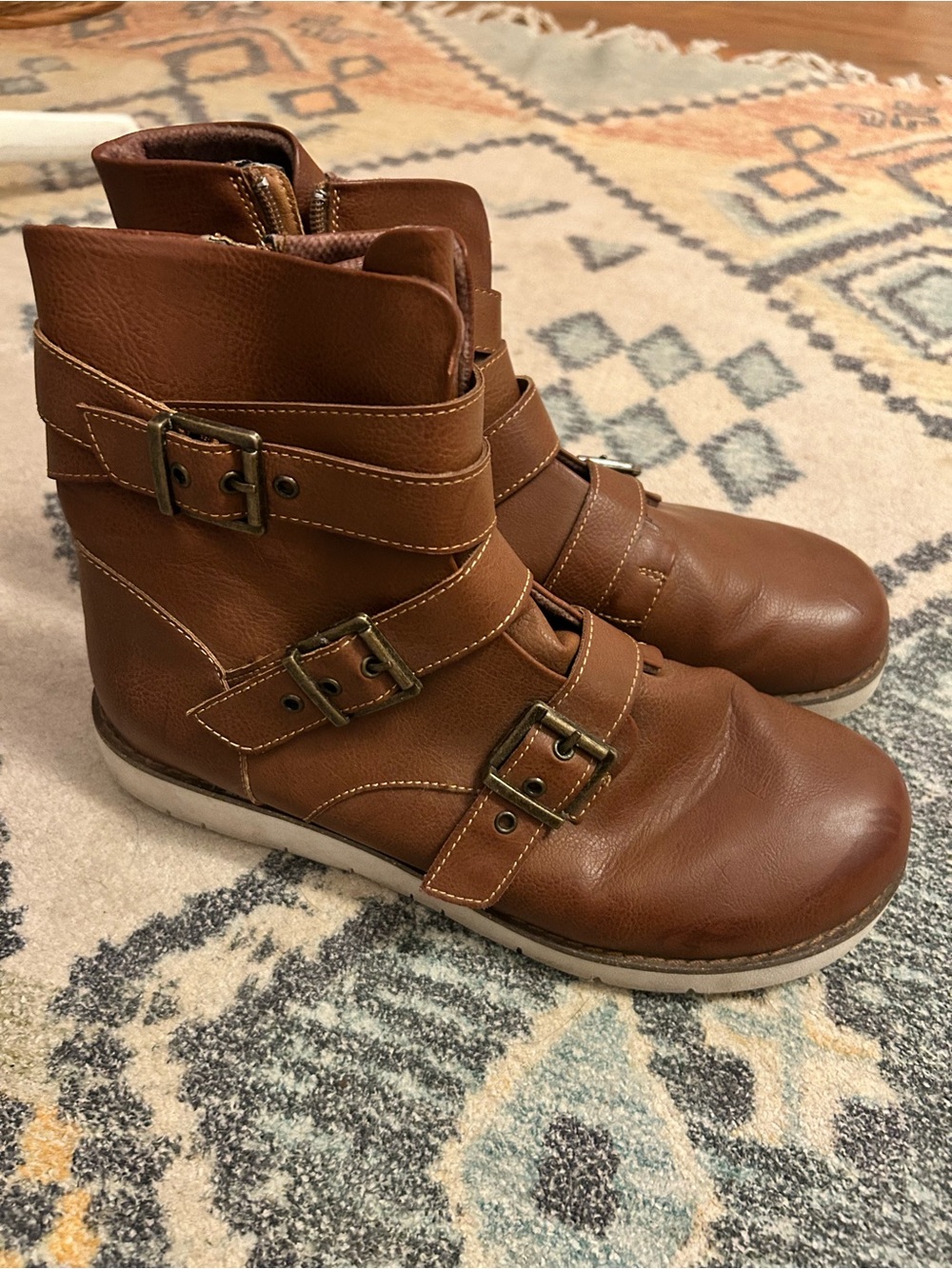 boc Women's Brown Buckle Strap Ankle Booties